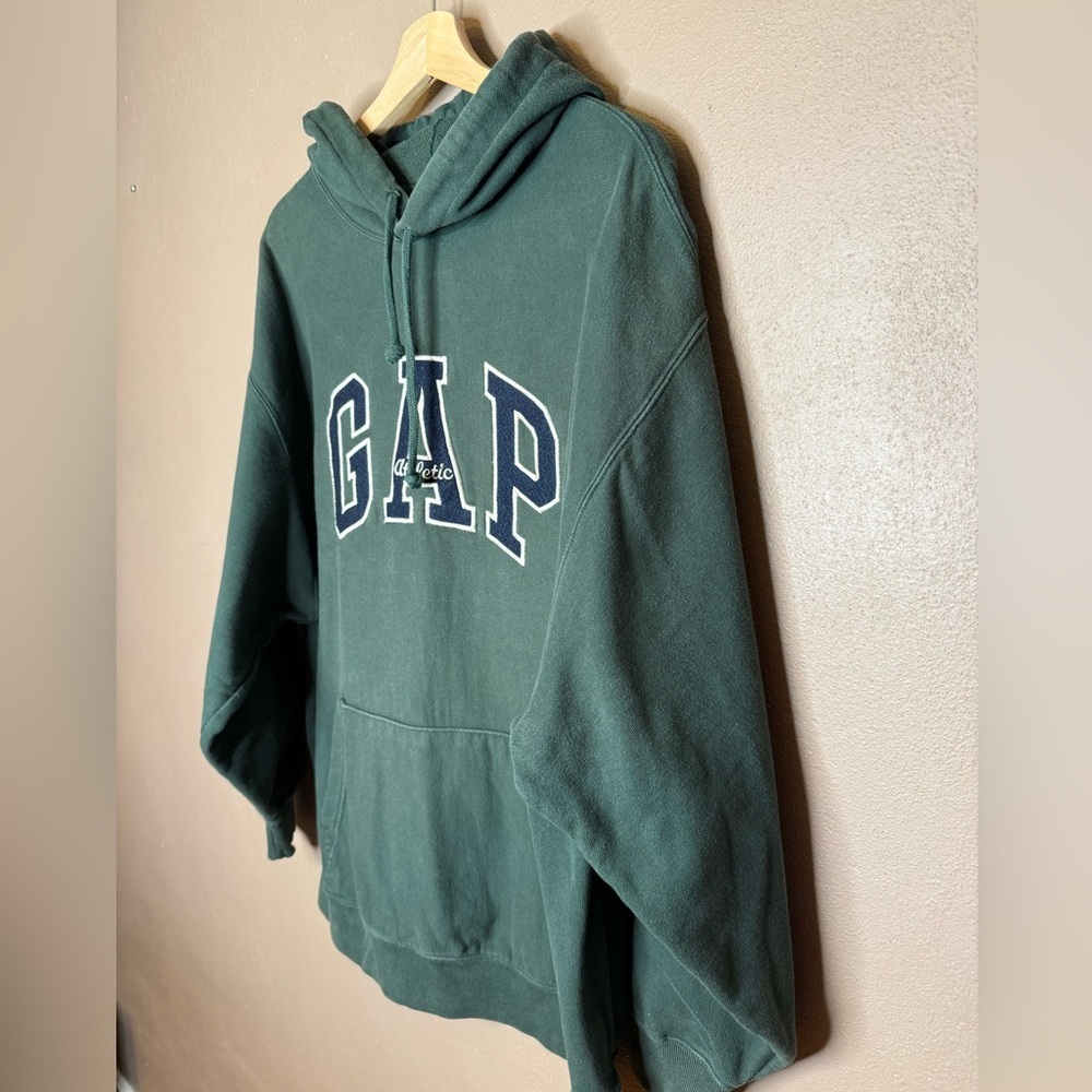 GAP Mens Vintage Dark Green Pullover Hoodie Size Medium Streetwear Retro Classic - Picture 9 of 16